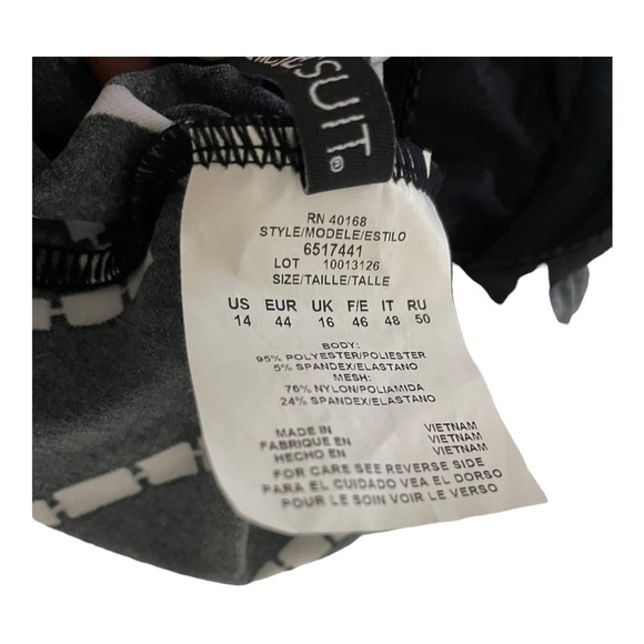 Miraclesuit womens tankini top black sheer striped adjustable straps size 14 - Picture 9 of 11